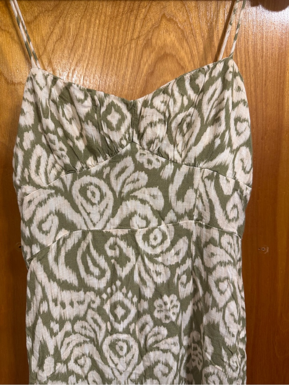 Zara Olive Green and White Patterned Slip Dress - Picture 2 of 6
